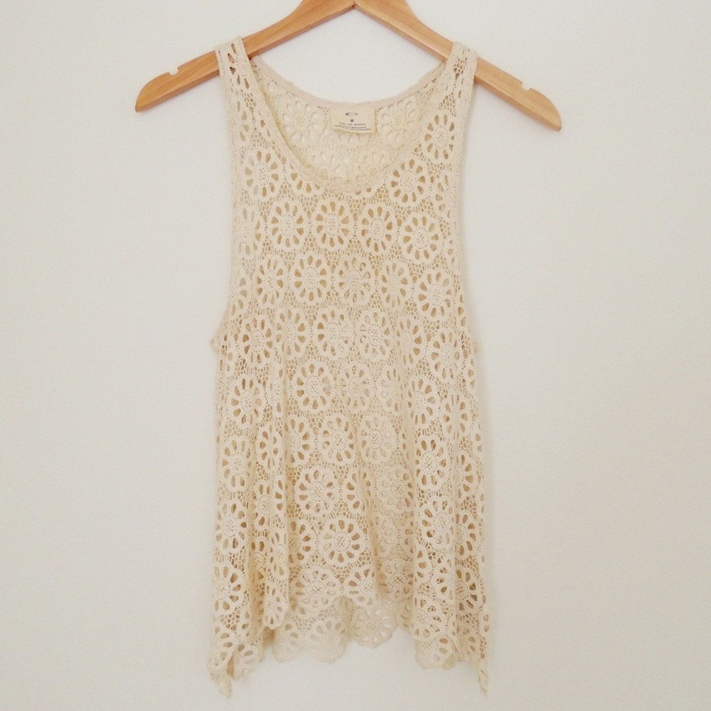 Urban Outfitters Pins & Needles Cream Crochet Tank